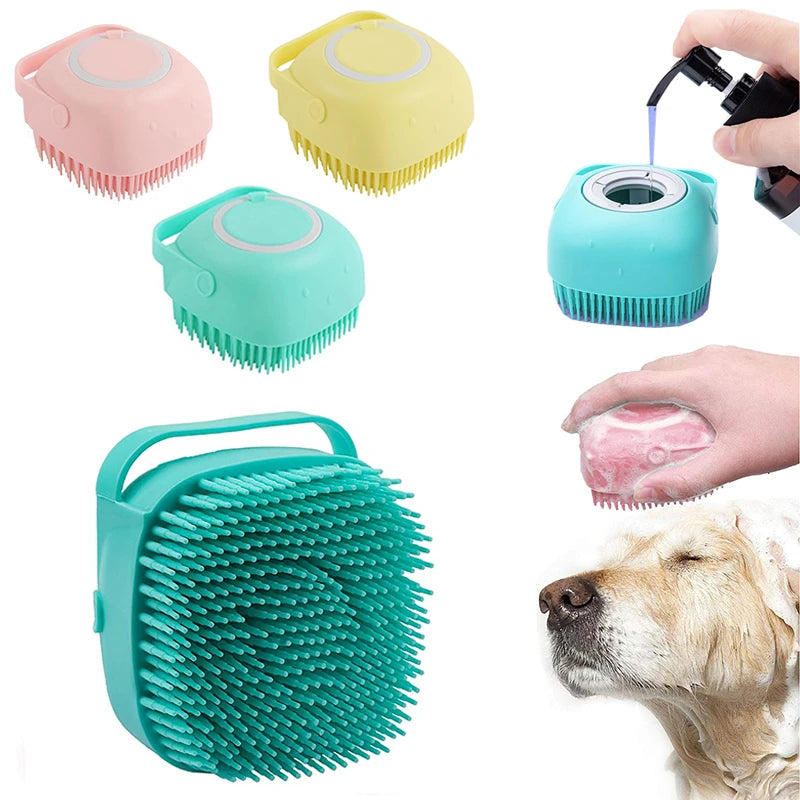 Silicone Dog Bath Massage Gloves Brush