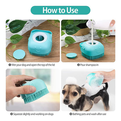 Silicone Dog Bath Massage Gloves Brush